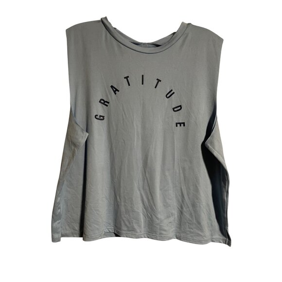 lovers of hYOUmanity Gratitude Muscle Tank Top Womens Large Light Blue Casual - Picture 1 of 7